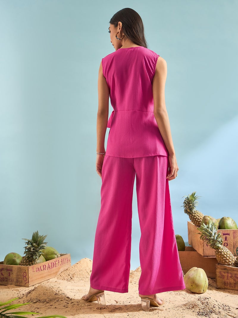 بانيت طقم متناسق (Co-ord Set) من السيرساكر (Seersucker) - وردي - Image 1