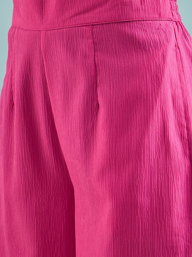 بانيت طقم متناسق (Co-ord Set) من السيرساكر (Seersucker) - وردي - Image 4