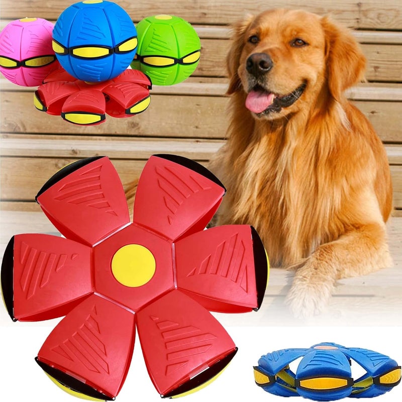 klarako 2023 New Pet Toy Flying Saucer Ball, Flying Saucer Ball Dog Toy, Pet Flying Saucer Ball (6 Lights,Red) - Image 1