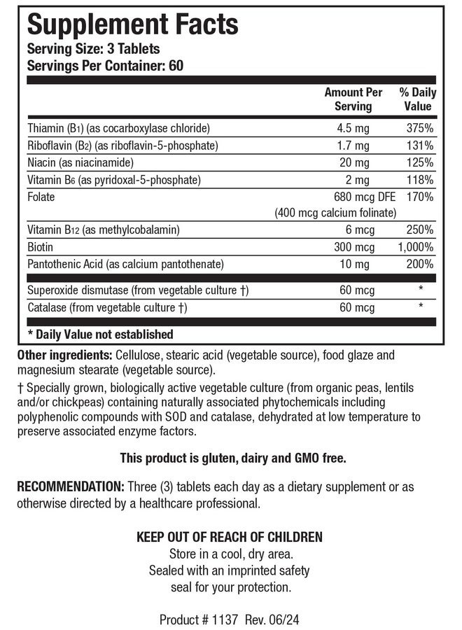 بيوتيكس ريسيرش مجمع فيتامين ب Bio-3B-G من Biotics Research، مكمل غذائي من مجمع فيتامين ب لعلاج التوتر والطاقة وصحة الغدة الكظرية، مكمل غذائي خالٍ من الغلوتين، 180 قرصًا - Image 1