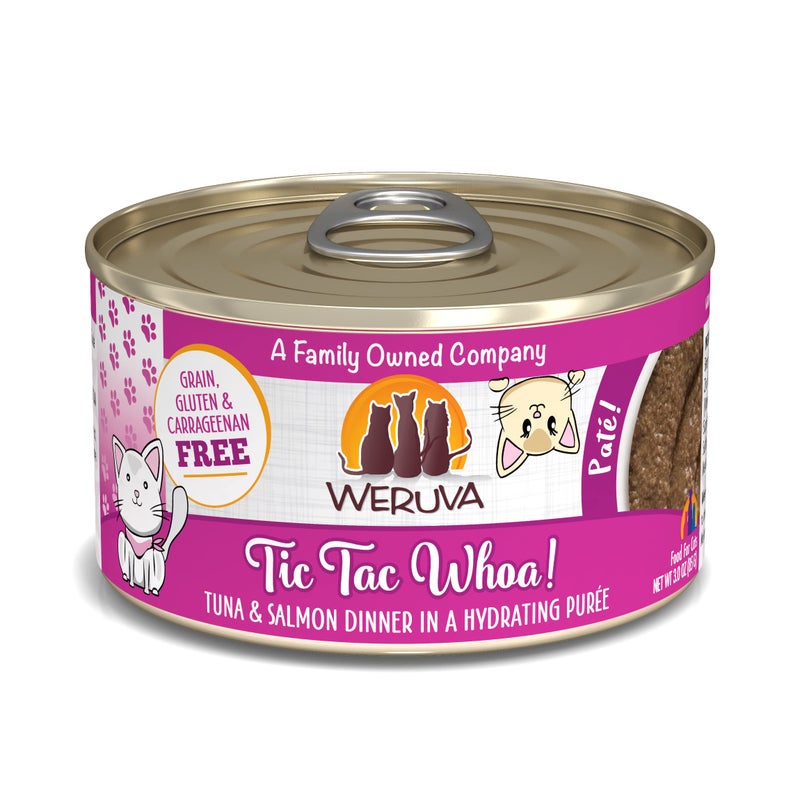 Weruva Wet Cat Food, Tic Tac Whoa with Tuna and Salmon Pate, 3oz Can, Pack of 12 - Image 1