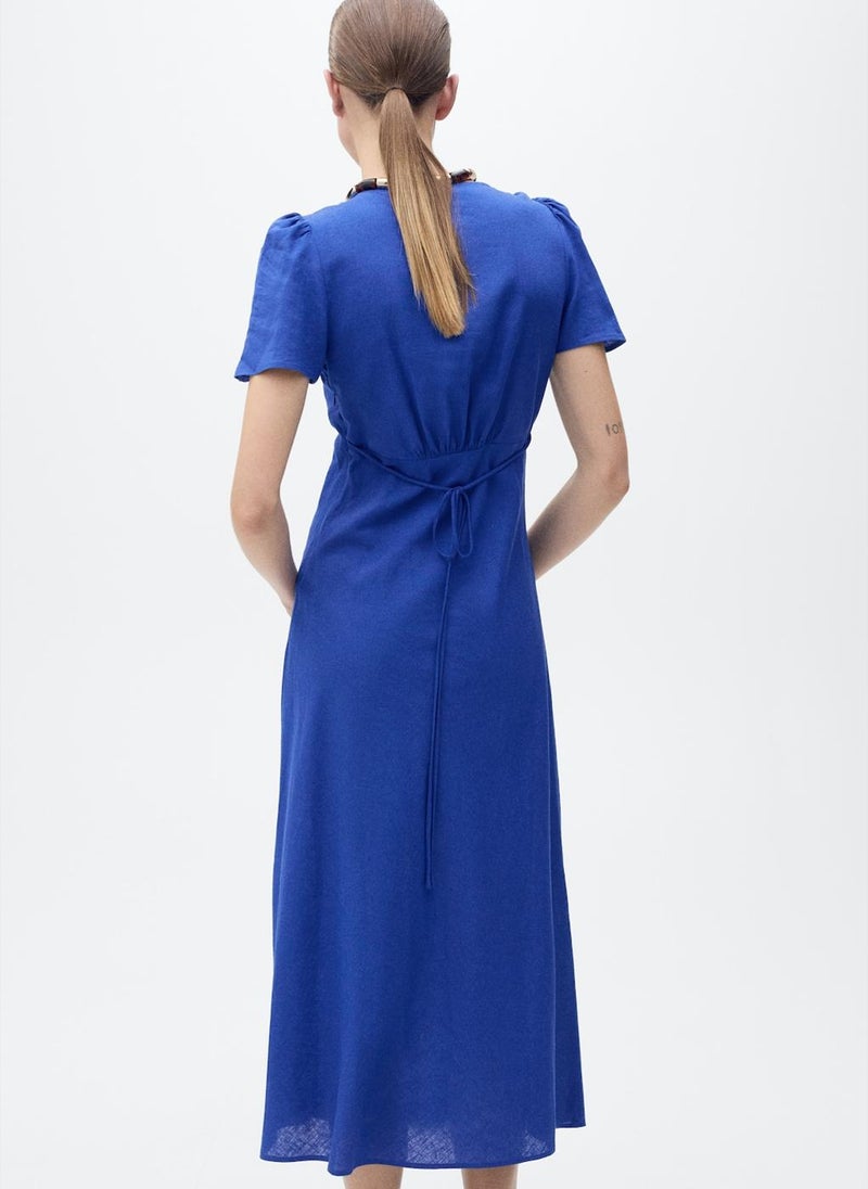 MANGO - Floral Linen-Blend Dress - Image 1