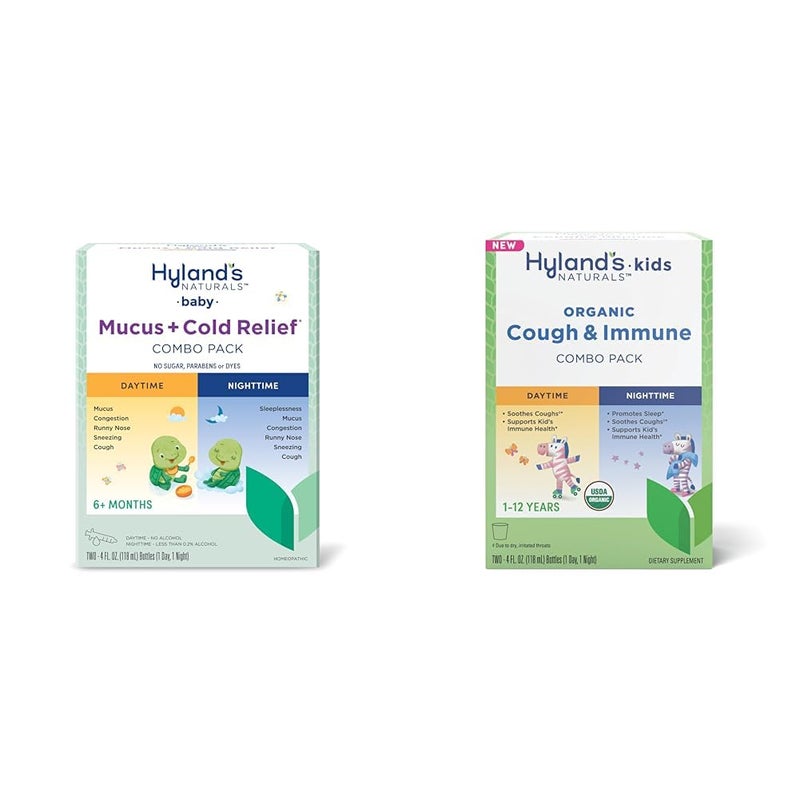 Hyland's Hylands Baby Mucus  Cold 8oz Day  Night Value Pack  Kids Organic Cough  Immune 8oz Day  Night Combo - Image 1
