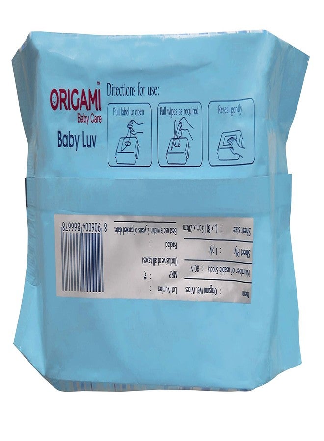 Origami Baby Luv Wet Wipes/Wet Tissues | Paraben Free | 80 Pulls Per Pack - Image 2