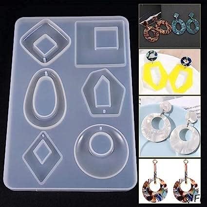 Silicone Resin Casting Moulds, 6 Cavity Earring Pendant Mould for DIY Jewellery Making, Keychains - Image 1