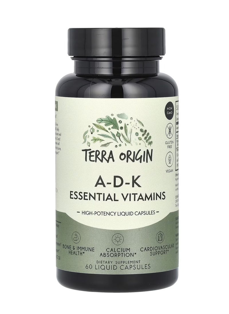 Terra Origin A-D-K Essential Vitamins, 60 Liquid Capsules