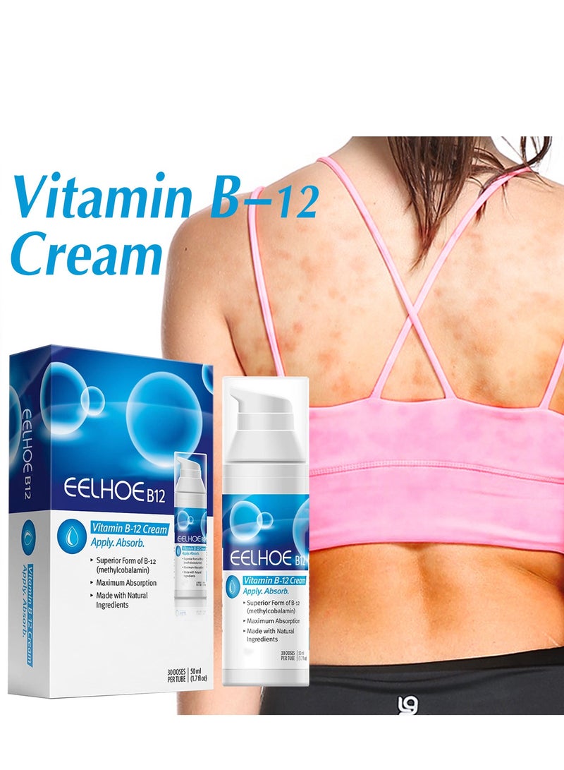 EELHOE Vitamin B12 Cream Methyl B-12, Methylcobalamin B12 1000 mcg Energy, Health & Vibrant Skin, Powerful Topical B12 Skin Cream - Helps with Eczema & Psoriasis.Energy Like B12 Patch 50ml - Image 3