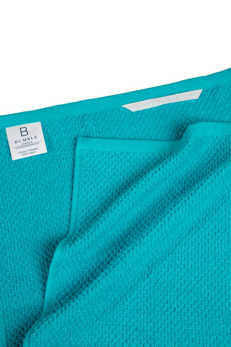 Bumble Towels Kitchen Towels 16â€x 26â€ - 6 Pack | Large Cotton Kitchen Hand Towels | Dish Towels | Popcorn Stripe Design | 430 GSM Highly Absorbent Tea Towels Set with Hanging Loop | Dish Towels for Kitchen | Aqua - Image 3