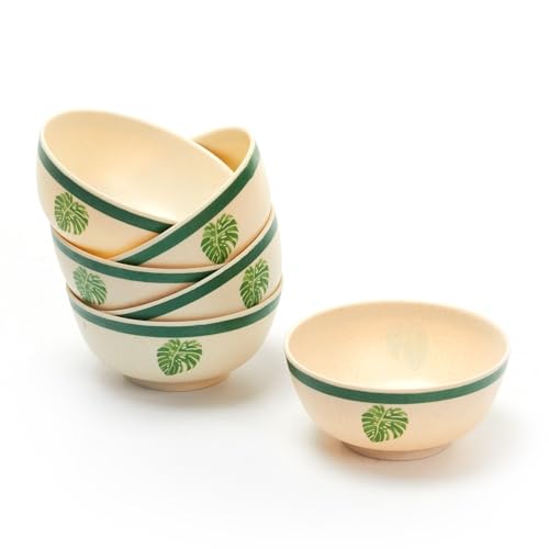 Red Butler Eco-Friendly Bamboo Fiber Bowls | Set of 6 Bowls | Reusable and Stain Resistant | Sturdy Weight, Perfect Size for Indian Curries | Microwave & Dishwasher Safe | Elegant Leaf Design - Image 1