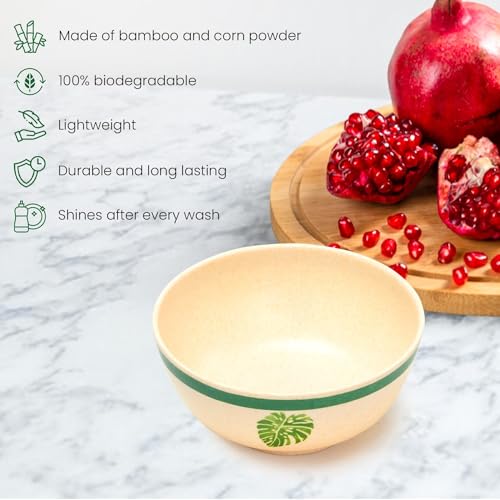 Red Butler Eco-Friendly Bamboo Fiber Bowls | Set of 6 Bowls | Reusable and Stain Resistant | Sturdy Weight, Perfect Size for Indian Curries | Microwave & Dishwasher Safe | Elegant Leaf Design - Image 4