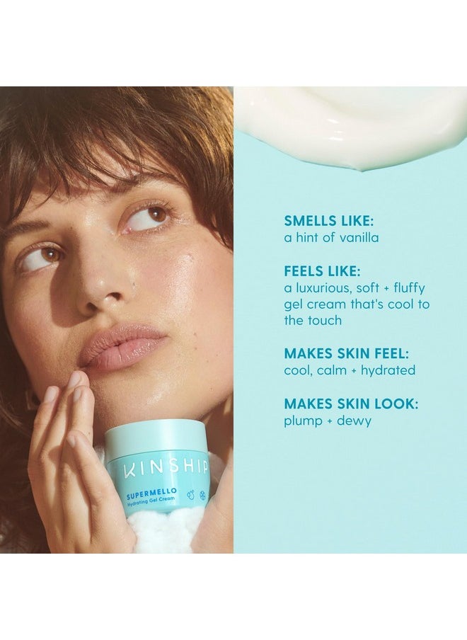 Kinship - Supermello Hyaluronic Gel Cream Moisturizer Hyaluronic Acid Face Lotion Lightweight + Hydrating Plump Smooth + Soothe Nourish Dry Skin Rich Daily Use Clean Skin Care (3.3 Oz) - Image 1