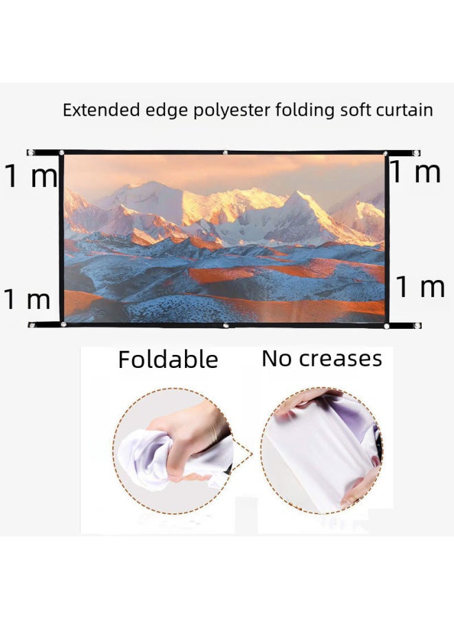 Neutral Polyester Simple Folding Soft Curtain 100 Inch 120 Inch Outdoor Portable Hd Projector Screen With Hook - Image 2
