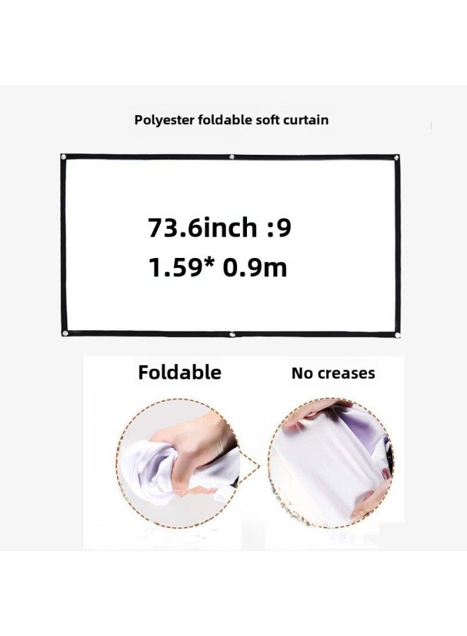 Neutral Polyester Simple Folding Soft Curtain 100 Inch 120 Inch Outdoor Portable Hd Projector Screen With Hook - Image 1