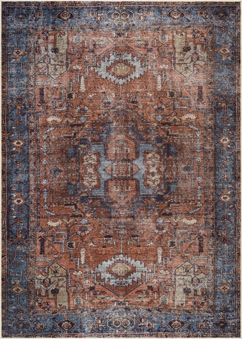 Bloom Rugs Washable 3' x 5' Rug - Terracotta/Blue Traditional Area Rug for Living Room, Bedroom, Dining Room, and Kitchen - Exact Size: 3' x 5' - Image 4