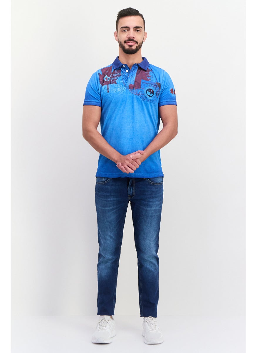 Canadian Peak Men Regular Fit Graphic Print Short Sleeves Polo, Blue Combo  - Image 4