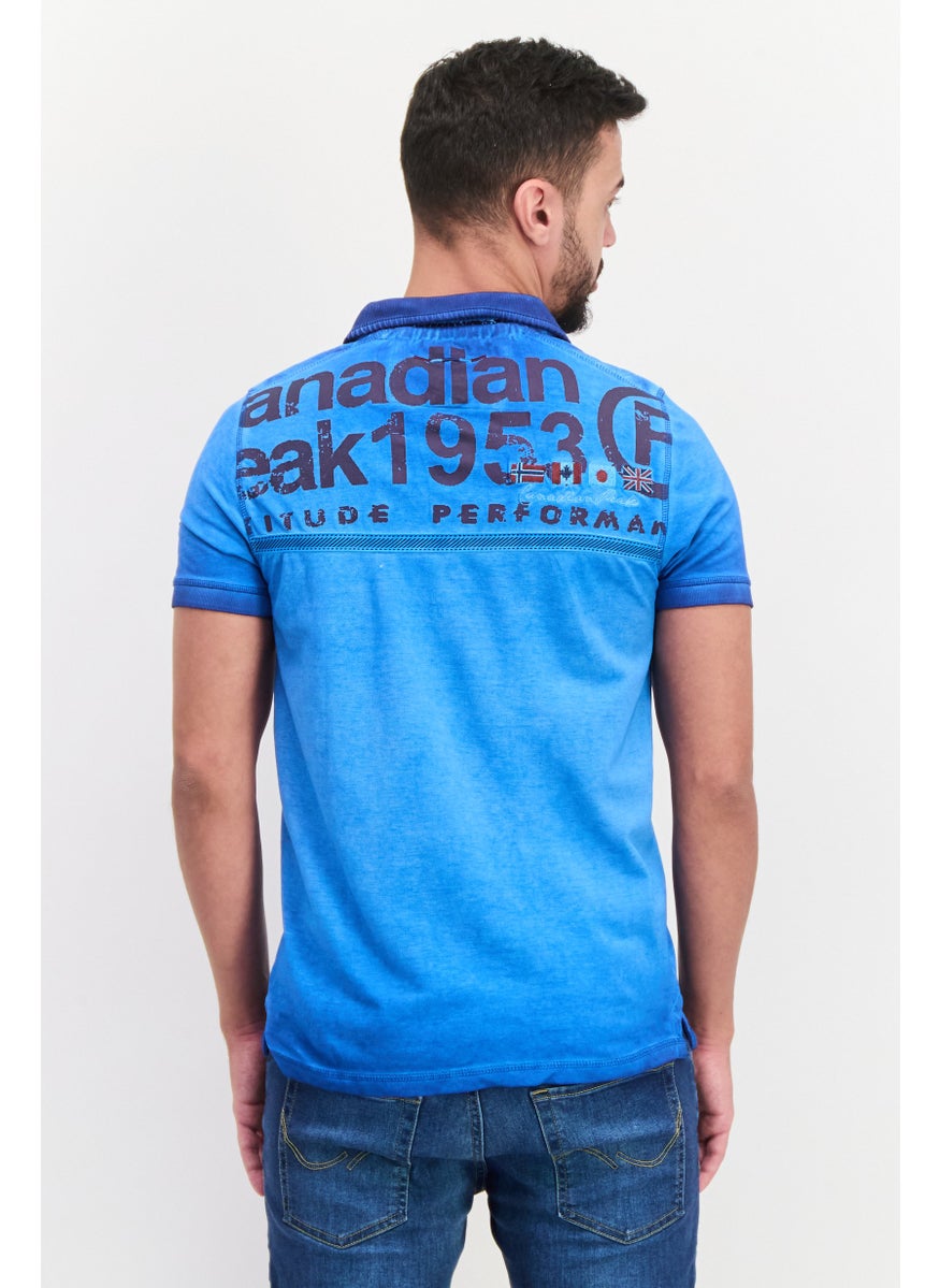 Canadian Peak Men Regular Fit Graphic Print Short Sleeves Polo, Blue Combo  - Image 3