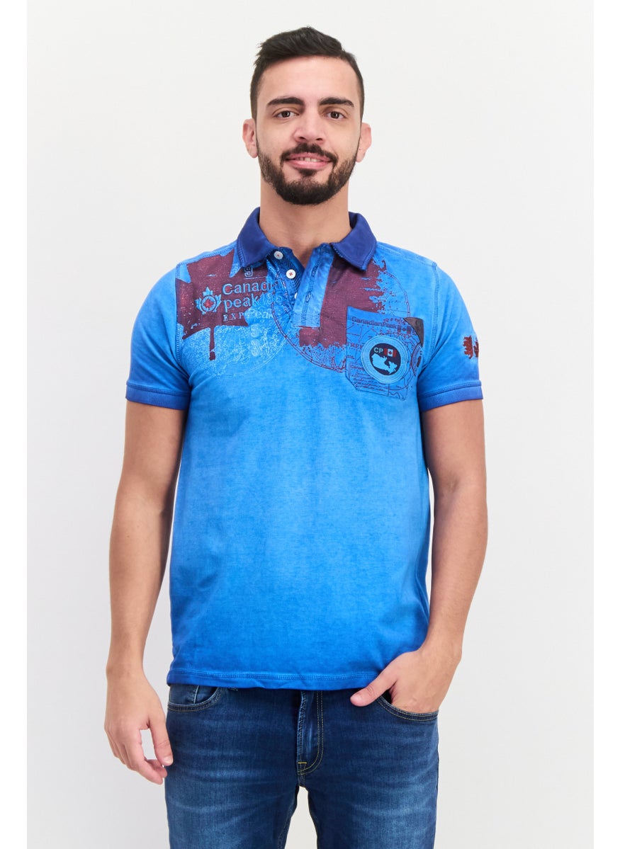 Canadian Peak Men Regular Fit Graphic Print Short Sleeves Polo, Blue Combo  - Image 1