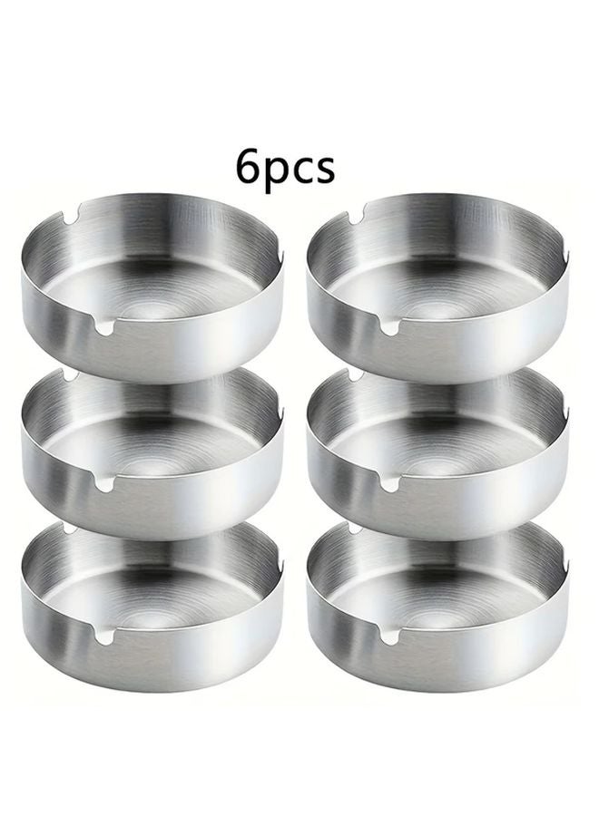 6 Pcs Silvery Reusable Ashtray Indoor Outdoor Garden Balcony Camping Picnic - Image 3