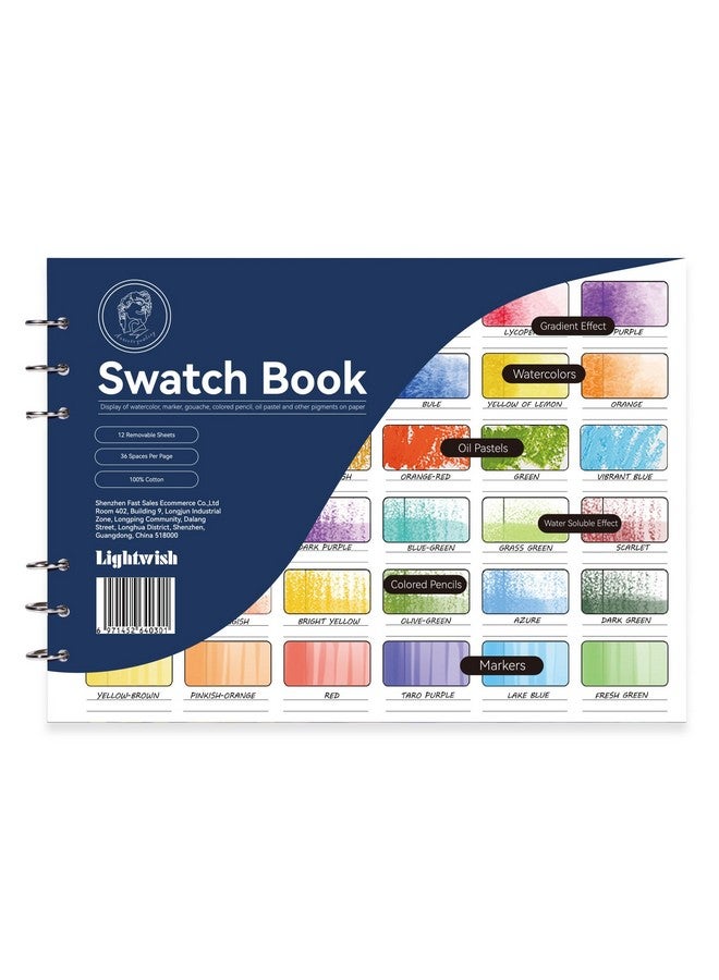 Lightwish Watercolor Swatch Book,12 Sheets,100% Cotton, 300Gsm/140Lb,Acid-Free,Color Diary For Oil Pastels,Watercolor,Gouache,Colores Pencils - Image 1