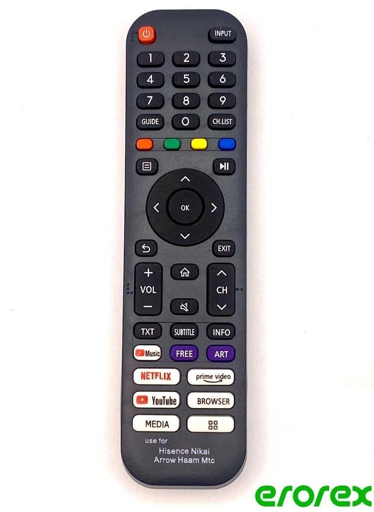 Generic - Hisense Smart TV Remote Control Works With All Hisense TV LED LCD Plasma | Smart TV Remote Control For Hisense with Netflix Prime Video YouTube Rakuten TV & Freeview Play Key Buttons - Image 1