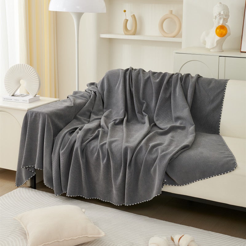 Dark Gray Sofa Cover Cloth Towel Solid Color Anti-Cat Scratch Real Double-Sided Available Sofa Cushion Cover Blanket Dustproof Sofa Towel - Image 5
