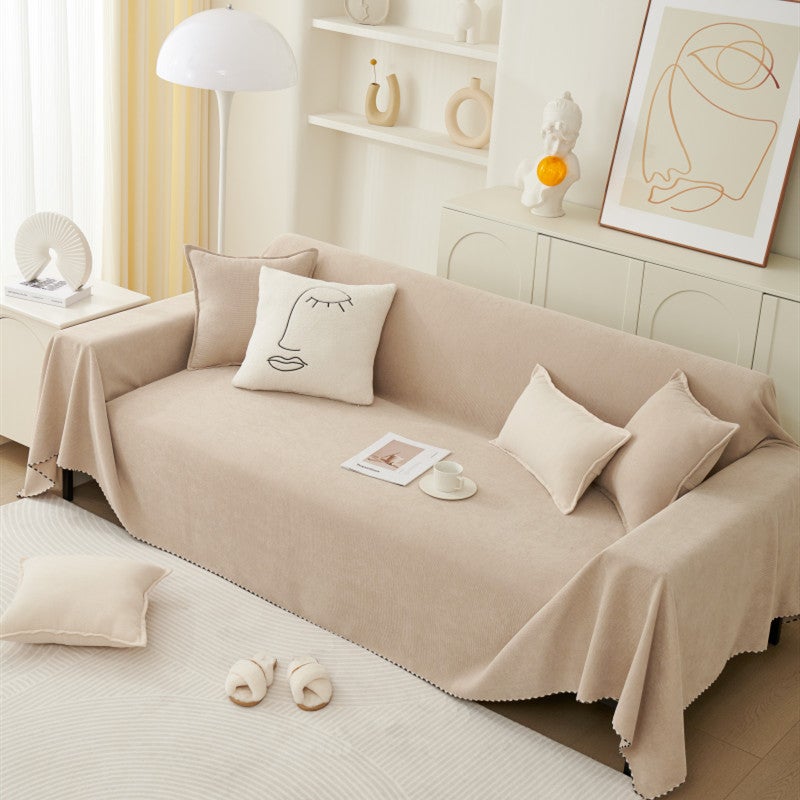 Dark Gray Sofa Cover Cloth Towel Solid Color Anti-Cat Scratch Real Double-Sided Available Sofa Cushion Cover Blanket Dustproof Sofa Towel - Image 1