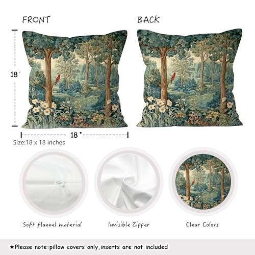 BUJSP Rustic Spring Forest Pillow Covers 18x18 DoubleSided Cottagecore Forest Nature Botanical Wildflower Decorative Throw Pillow Covers for Sofa Bed Bedroom Living Room Set of 2 - Image 3