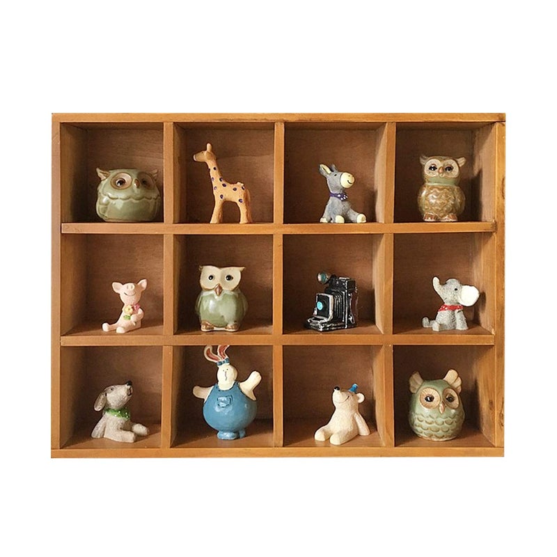 PRIMO SUPPLY 12Slot Wood Display Cabinet Square Cubby Shelf Organizer TwoWay Tabletop or Wall Shelf Farmhouse Decor Organizers and Storage Rustic Wall Decor Cube Storage Display Cabinet