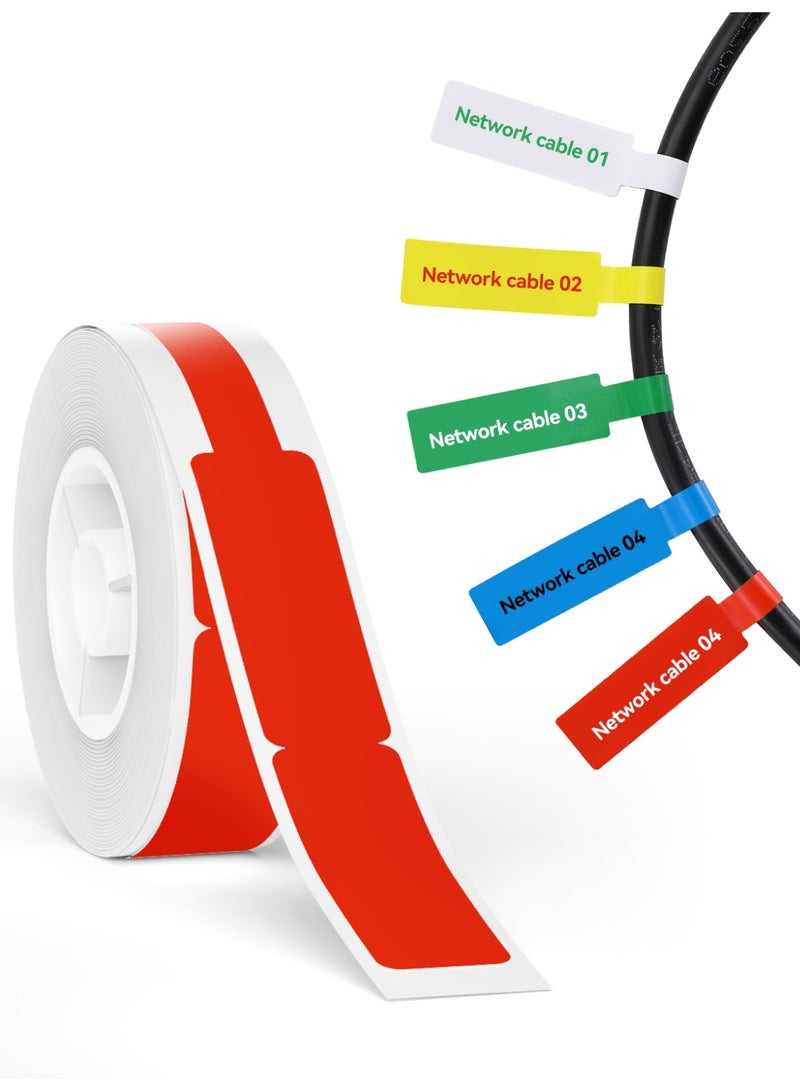 NIIMBOT Thermal Transfer Cable Labels 12.5×(74+35)mm,60 Labels/Roll, for N1 Label Maker, PET Material, Easy to Peel, Strong Adhesion, BPA Free, Long Storage Time, Red - Image 1