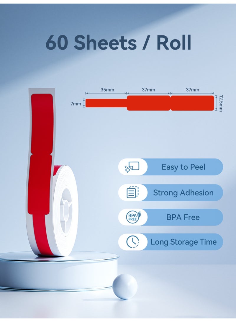 NIIMBOT Thermal Transfer Cable Labels 12.5×(74+35)mm,60 Labels/Roll, for N1 Label Maker, PET Material, Easy to Peel, Strong Adhesion, BPA Free, Long Storage Time, Red - Image 2