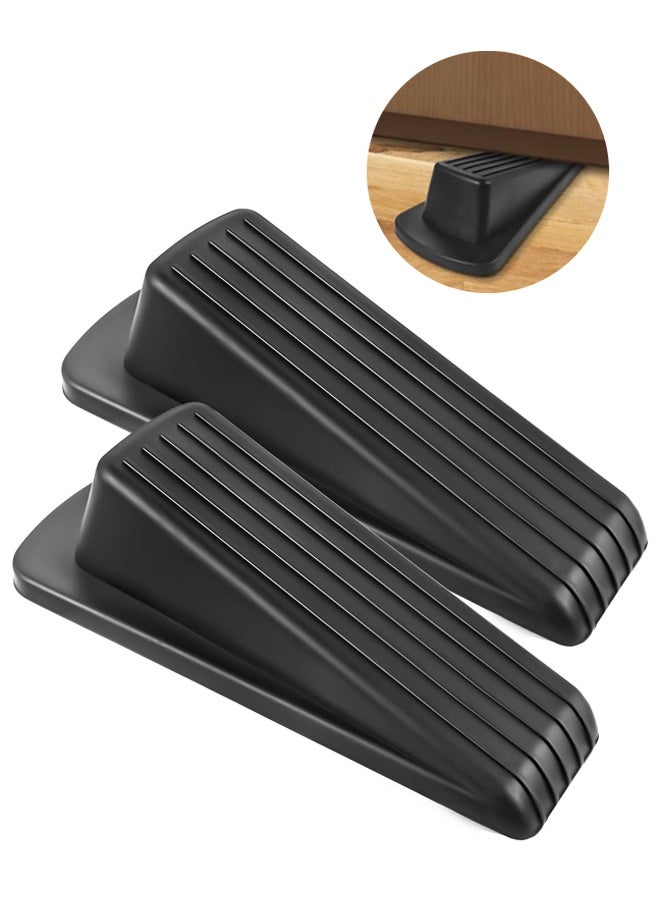 2PCS Door Stoppers for Bottom of Door on Floor, Premium Rubber Door Stopper Wedge, for Carpet Heavy Duty Door, Door Gaps - Image 1