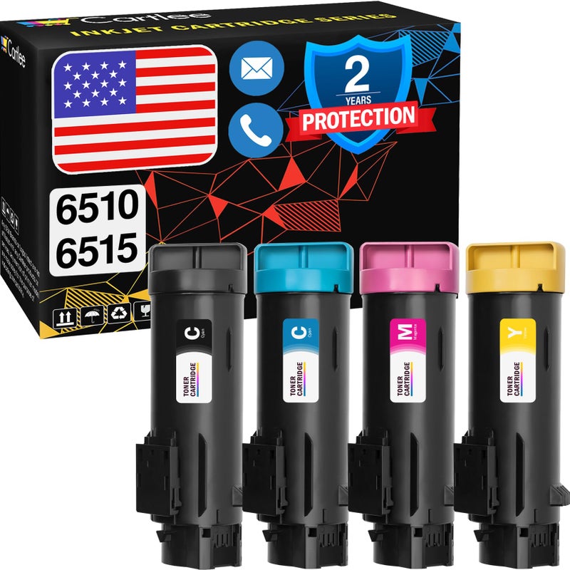 Cartlee Compatible Toner Cartridges Replacement for Xerox Phaser 6510 6510dni 6510dn 6510n Workcentre 6515 6515dni 6515dn 6515n High Yield Laser Printer Ink 1 Black 1 Cyan 1 Magenta 1 Yellow