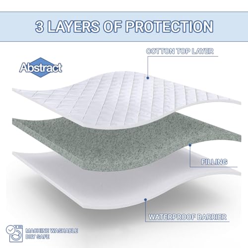Abstract Waterproof Mini Crib Mattress Protector - Quilted, Fitted Cover for Bassinet - Breathable Crib Mattress Pad - Noiseless- Machine Washable - 24" x 38" Mini Crib, White - Image 3