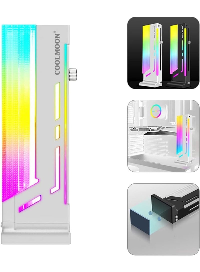 Zikra RGB GPU Support Bracket, GPU Holder, Coolmoon CM-GH2 Colorful Graphics Card, 5V 3 Pin Vertical Support, Video Bracket Frame, ARGB Sync Jack, Aluminum Alloy, White - Image 5