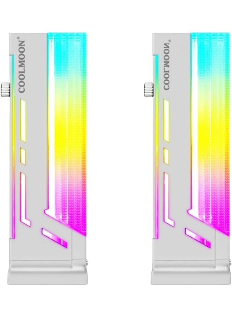 Zikra RGB GPU Support Bracket, GPU Holder, Coolmoon CM-GH2 Colorful Graphics Card, 5V 3 Pin Vertical Support, Video Bracket Frame, ARGB Sync Jack, Aluminum Alloy, White - Image 1