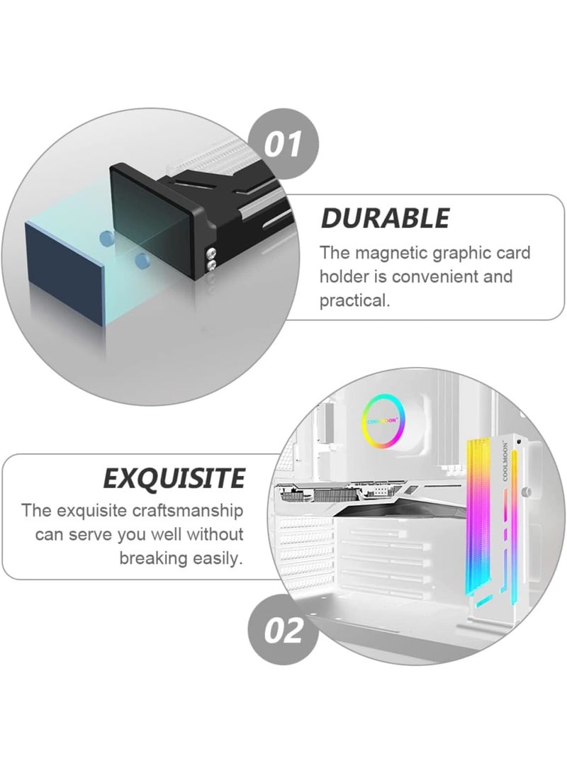 Zikra RGB GPU Support Bracket, GPU Holder, Coolmoon CM-GH2 Colorful Graphics Card, 5V 3 Pin Vertical Support, Video Bracket Frame, ARGB Sync Jack, Aluminum Alloy, White - Image 4