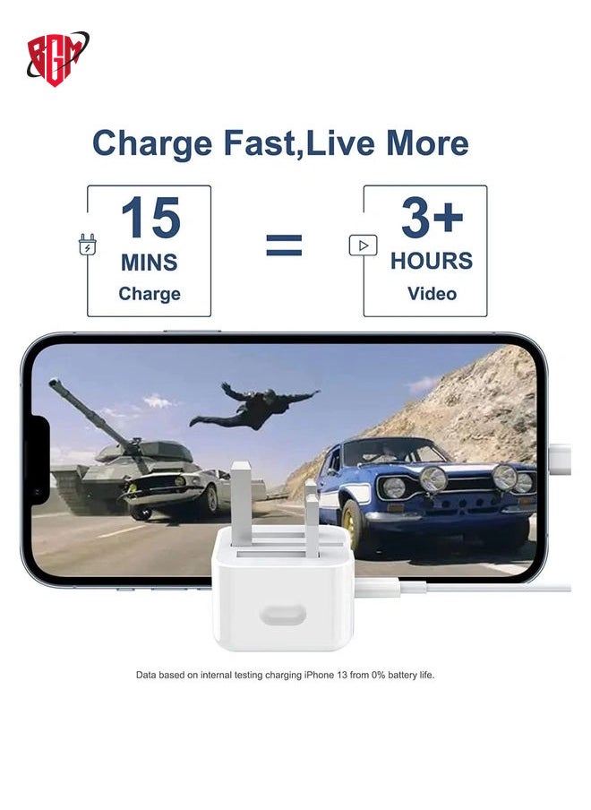 BGM - E-TECH (20W) USB-C Charger For iPhone 13, [MFi Certified] USB-C Plug, Fast Charger Plug With 1M Lightning Cable For iPhone 13,/13-Pro,/13-Pro/Max,/13-Mini,/12,/11,/X,/XS - Image 1