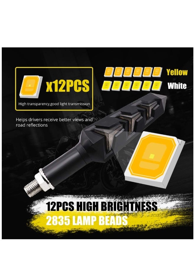 Generic 2 pcs Motorcycle Turn Signal Lights Y-shape Indicator Rear LED Motorbike Lights Amber Flowing & White DRL Running Lights for Yamaha Suzuki Kawasaki Scooter, Waterproof 12V  - Image 3