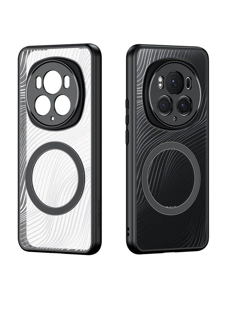 Compatible with Honor Magic 6 Pro Magnetic Transparent Clear PC+Silicone Shockproof Phone Case Cover For Magic6 Pro