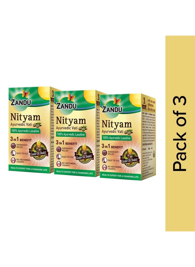 Zandu Ayurvedic Nityam Tablets | Made with 7 Ayurvedic Ingredients | Herbal Supplement for Bowel Movement | Helps in Body Detoxification & Nutrient Absorption | 30 Tabs (Pack of 3) - Image 2