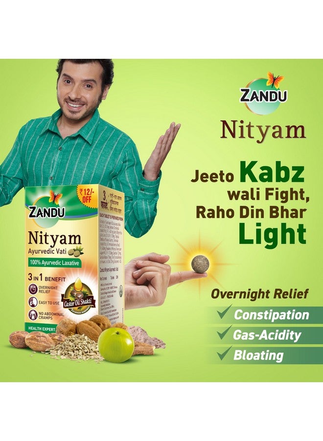 Zandu Ayurvedic Nityam Tablets | Made with 7 Ayurvedic Ingredients | Herbal Supplement for Bowel Movement | Helps in Body Detoxification & Nutrient Absorption | 30 Tabs (Pack of 3) - Image 4