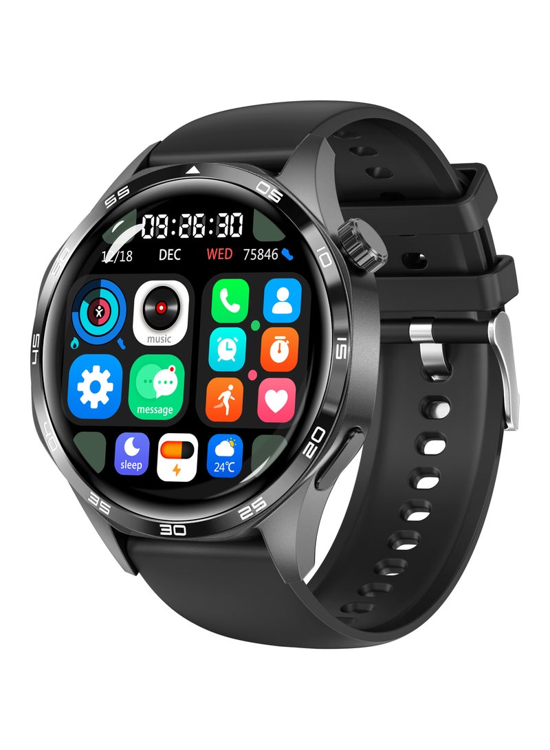 RollsTimi  Men's Smart Watch, 1.53-Inch High-Definition Touch Large Screen, GPS Positioning, Bluetooth Call, Health Monitoring, IP67 Waterproof Sports Smartwatch, WATCH5PRO Tape Black - Image 1