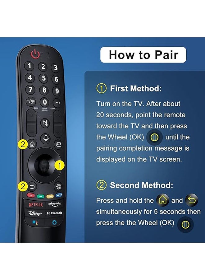 LG Smart TV Replacement Remote Control with Magic Wheel Function, AN-MR21GA Compatible Remote Control Compatible with AN-MR21 MR21N MR21GC MR22GA MR23GA MR24GA, No Voice Function - Image 3