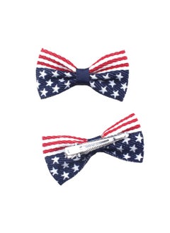 2 PcsPack Girls American Flag Hair Bow Hair Clips Fourth of July Hair Accessories Patriotic Hair Bows Hairgrips