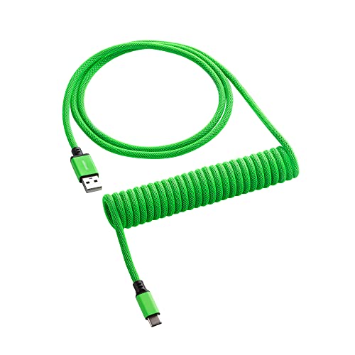 CableMod Classic Coiled Keyboard Cable (Viper Green, USB A to USB Type C, 150cm) - Image 1
