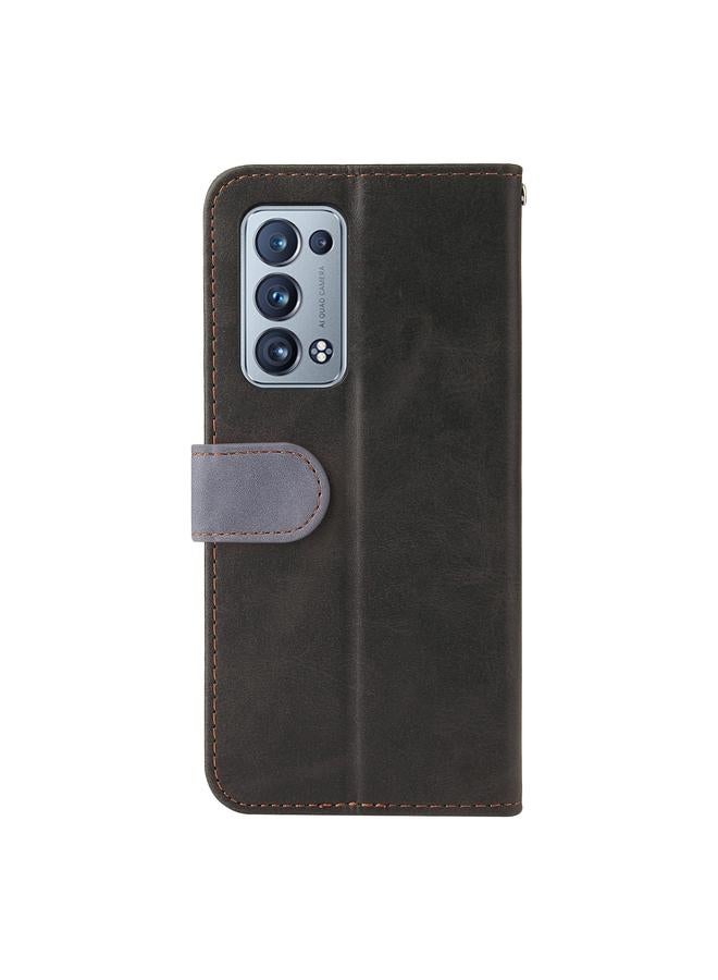 إيروريكس جراب لهاتف OPPO Reno6 Pro 5G / Reno6 Pro+ 5G، جراب جلدي PU قابل للطي أفقيًا ملونًا بخياطة عمل مع حامل وفتحات للبطاقات وإطار للصور وحبل قصير - Image 3