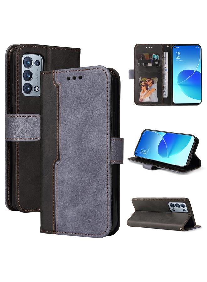 إيروريكس جراب لهاتف OPPO Reno6 Pro 5G / Reno6 Pro+ 5G، جراب جلدي PU قابل للطي أفقيًا ملونًا بخياطة عمل مع حامل وفتحات للبطاقات وإطار للصور وحبل قصير - Image 1