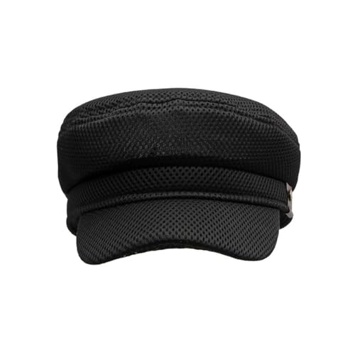FASHIXD Newsboy Hats for Women Mesh Gatsby Cap Summer Chauffeur Plain Beret Hats (US, Alpha, One Size, Black) - Image 2