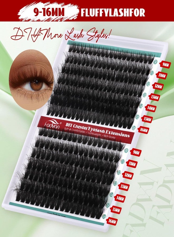 FADVAN Fluff Lash Clusters 60D+80D Thick Eyelash Clusters D Curly Wispy Individual Lashes 9-16mm Cluster Eyelash Extensions 280pcs False Eyelashes DIY Flat Lash Extension - Image 5