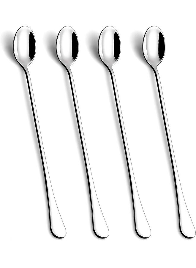 9.5-Inch Long Handle Spoon, Ice Tea Spoons, Ice Cream Spoon, Long Coffee Spoons, Stainless Steel Stirring Spoons, Set of 4 - Image 1